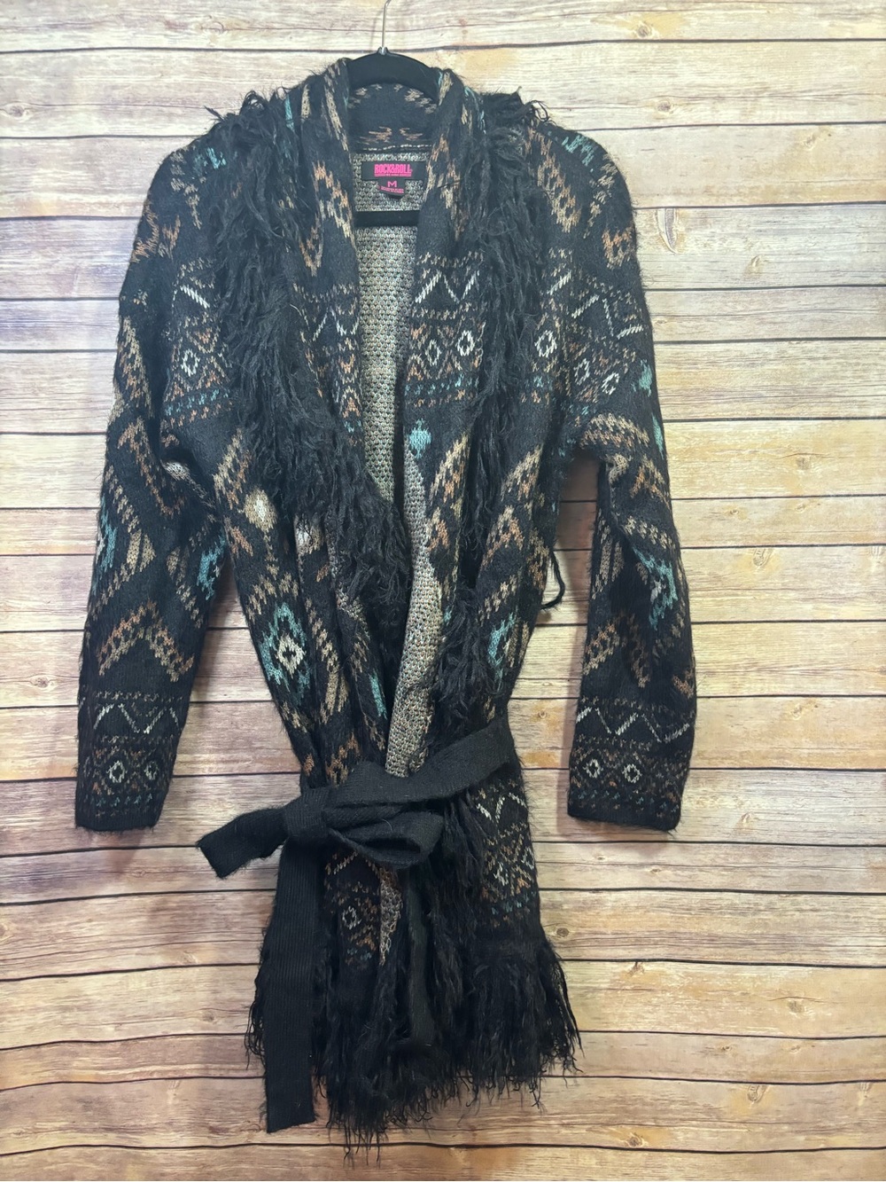 Rock and roll denim women’s Aztec cardigan Black Size Medium